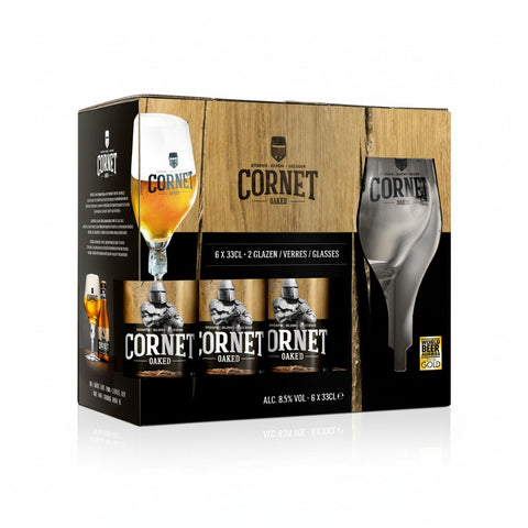 Professionele foto van cornet flesjes + glazen - Professionele foto van Cornet geschenkverpakking - Rudy ampe