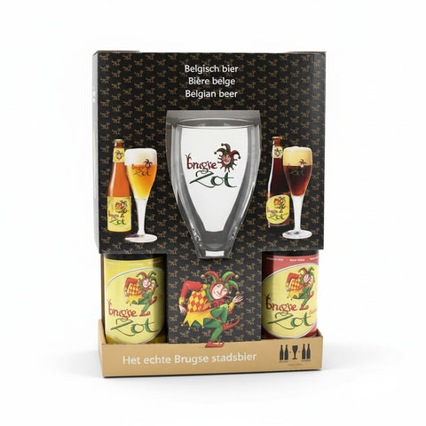 Professionele foto van brugse zot fl. + glas - Professionele foto van Brugse Zot geschenkverpakking - Rudy ampe
