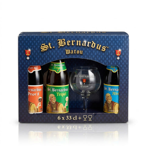 Professionele foto van st. bernardus fl.+ glazen - Professionele foto van St. Bernardus geschenkverpakking - Rudy ampe