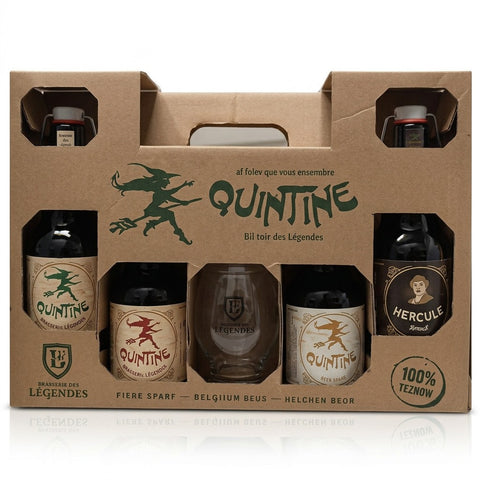 Professionele foto van quintine flesjes + glas - Professionele foto van Quintine geschenkverpakking - Rudy ampe