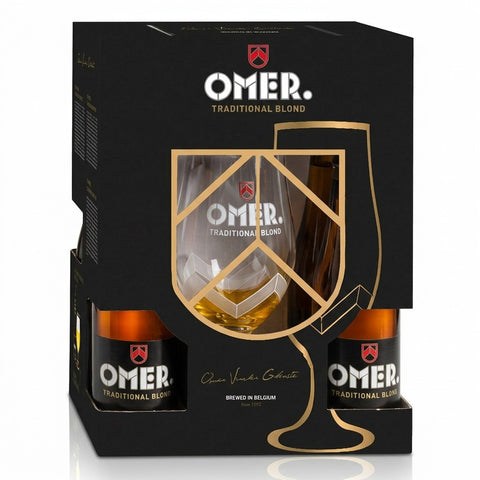 Professionele foto van omer flesjes + glas groot - Professionele foto van Omer Geschenkverpakking - Rudy ampe