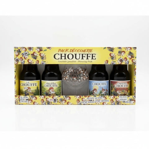 Professionele foto van chouffe fl.+glas - Professionele foto van Chouffe geschenkverpakking - Rudy ampe